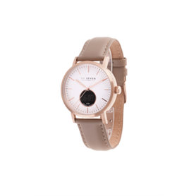 SMARTWATCH CLASSIQUE 38MM OR ROSE/BLANC BRACELET CUIR TAUPE