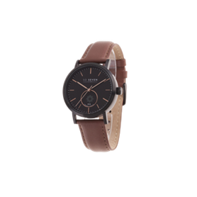 SMARTWATCH CLASSIQUE 42MM NOIR//NOIR BRACELET CUIR MARRON