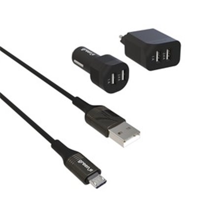 KIT 2USB FASTCHARGE CAR + SECTEUR + CABLE MICRO USB 1