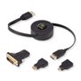 RETRACTABLE HDMI CABLE MINI MICRO DVI ADAPTATEURS