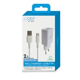 PACK CHARGEUR SECTEUR 2A + CABLE MICRO USB 1M BLANC