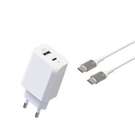 KIT CHARGEUR SECTEUR 30W USB C ET A + CABLE C VERS C 1.3M