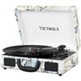 PLATINE VINYLE VALISE VINTAGE PORTABLE BT IMPRIME CARTE