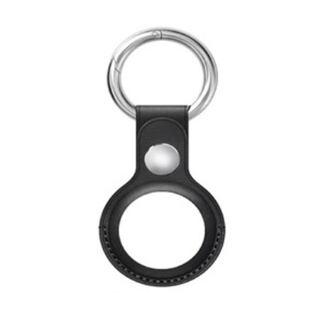 AIRTAG BLACK PU LEATHER KEYCHAIN