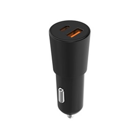 CHARGEUR VOITURE PD 20W USB-C + QC 18W USB-A NOIR