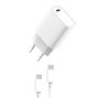 PACK CHARGEUR SECTEUR PD 20W + USB-C USB-C BLANC