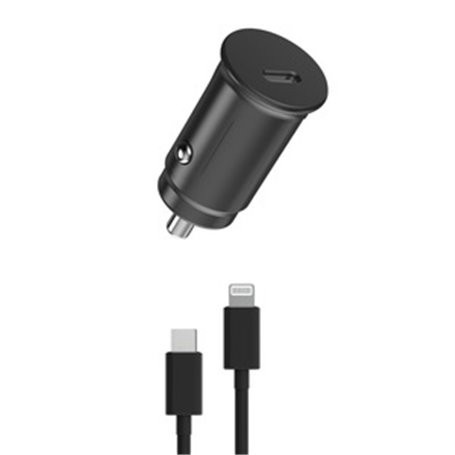 PACK CHARGEUR VOITURE PD 20W + USB-C LIGHTNING NOIR