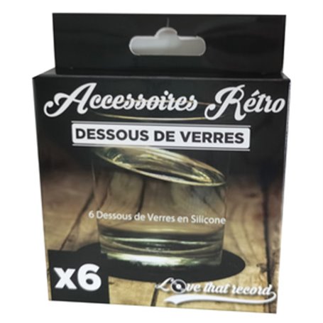 SET DE 6 DESSOUS DE VERRES DISQUE VINYLE