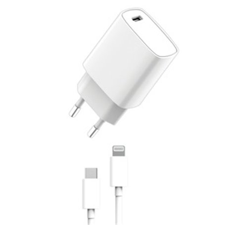 PACK CHARGEUR SECTEUR PD 20W + USB-C LIGHTNING BLANC