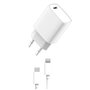 PACK CHARGEUR SECTEUR PD 20W + USB-C LIGHTNING BLANC