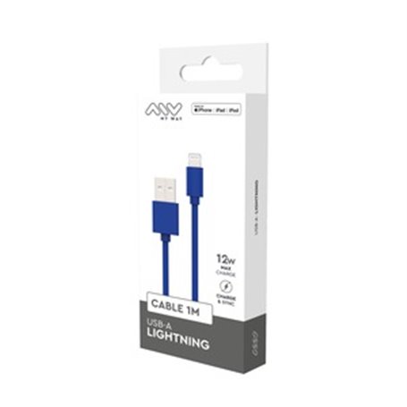 CABLE USB-A LIGHTNING 1M BLEU