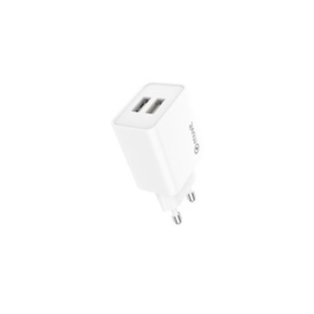 CHARGEUR SECTEUR 12W 2 USB-A PLASTIQUE RECYCLE BLANC