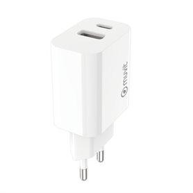 CHARGEUR SECTEUR 20W USB-C + 18W USB-A RECYCLE BLANC