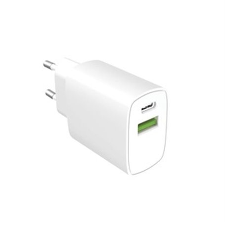 VRAC CHARGEUR SECTEUR PD 20W USB-C + USB-A BLANC