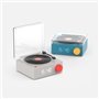 ENCEINTE BLUETOOTH RETRO LOOK PLATINE VINYLE REVEIL SMART BLEU