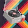 ENCEINTE BLUETOOTH RETRO LOOK PLATINE VINYLE REVEIL SMART GRIS