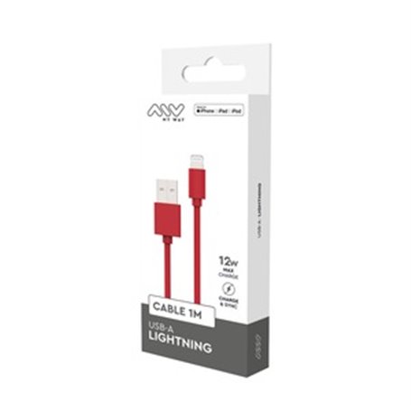 CABLE USB-A LIGHTNING 1M ROUGE