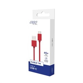 CABLE USB-A USB-C 1M ROUGE