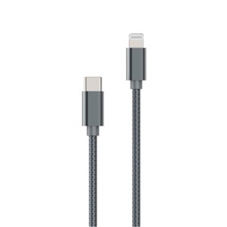 CABLE TRESSE USB-C LIGHTNING 1M GRIS