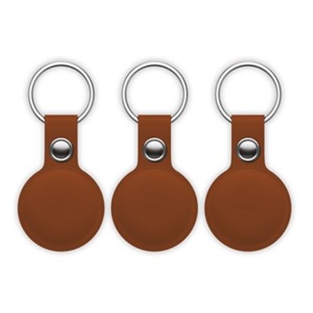 PACK 3 MITAG TRACKER PORTE-CLES SIMILI CUIR MARRON