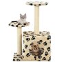 vidaXL Arbre à chat avec griffoir en sisal 60 cm Beige Motif de pattes