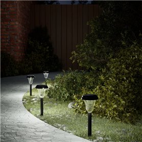 vidaXL Lampes solaires d'allées et piquets de sol 12 pcs blanc