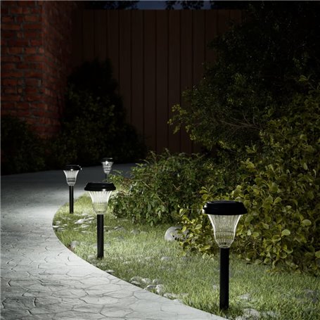 vidaXL Lampes solaires d'allées et piquets de sol 12 pcs blanc