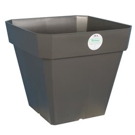 RIVIERA Pot de fleurs carré Soleilla en plastique - 39 x 39 x H 53 cm - 49 L - Gris pailleté