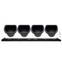 Jardiniere murale - Kit mural composé d'un support mural et de 4 pots (1 L) - Noir - Dim H 15 x L 60 cm - NATURE