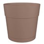 Pot a fleurs et plantes rond CAPRI LARGE - Plastique - Réservoir d'eau - diametre 30 cm - Taupe - ARTEVASI