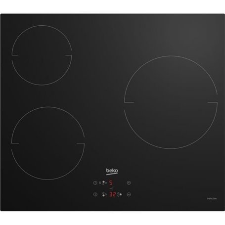 Table de cuisson vitrocéramique - BEKO - 3 foyers - 60 cm - HIC63400