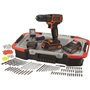 BLACK+DECKER Perceuse Visseuse Sans Fil 18 V Li-Ion avec Chargeur BDCDC18BAST-QW avec 160 Accessoires