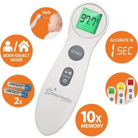 Thermometre frontal numérique - DREAMBABY - Infrarouge sans contact - Mesure de la température de la fievre - Pour bébés et adul