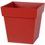 EDA Pot de fleur carré Toscane - 32 x 32 x H 32 cm - 22 L - Rouge rubis