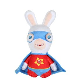 LAPINS CRETINS Peluche Super-Héros Rouge Sonore - 18 cm