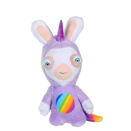 LAPINS CRETINS Peluche Licorne Lapicorne Sonore Mauve - 18 cm