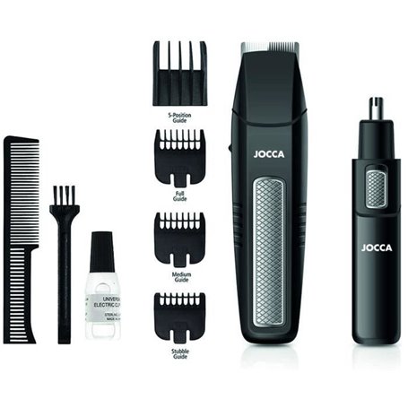 KIT barbe 5 en 1 - JOCCA - 1439 - 3V - 4 sabots - Noir et acier inoxydable