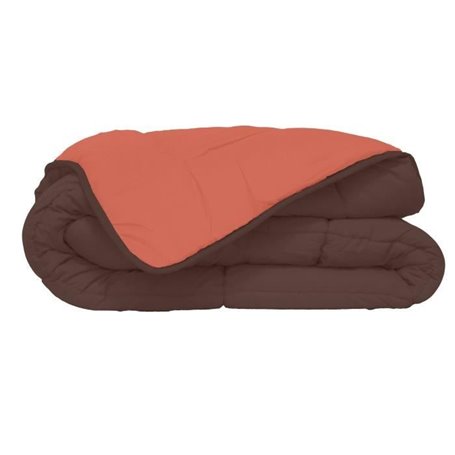 Couette - CALGARY - Microfibre 400g/m² - Chocolat & Corail