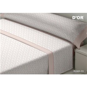 Jeu de draps D'Or ROMA Rose Lit ½ persones Franela