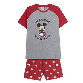 Pyjama D'Été Mickey Mouse Rouge (Adultes) Homme Gris