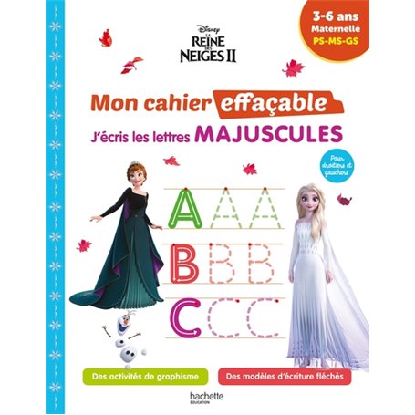 Disney - Reine des neiges 2 - Mon cahier effaçable - J'écris les lettres majuscules (3-6 ans)