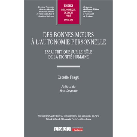 Des bonnes moeurs à l'autonomie personnelle