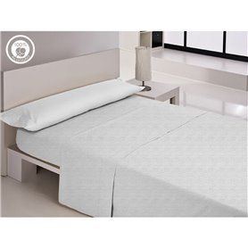 Drap Happy Home LISOS COTTON Blanc Lit ½ persones Lit 2 persones