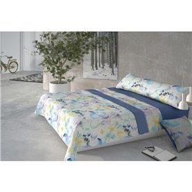 Parure de couette Pierre Cardin HOJARASCA Bleu Lit 1 persone 3 Pièces