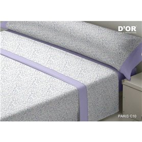 Jeu de draps D'Or PARIS Mauve Lit de 120 Franela