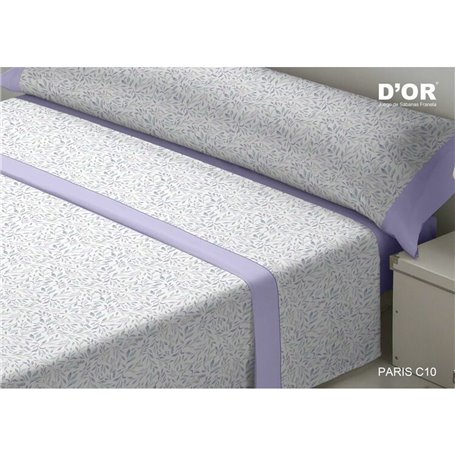 Jeu de draps D'Or PARIS Mauve Gran lit 2 persones Franela