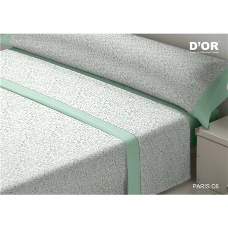 Jeu de draps D'Or PARIS Vert Lit king size Franela