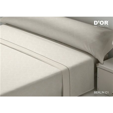 Jeu de draps D'Or BERLIN Beige Lit ½ persones Franela