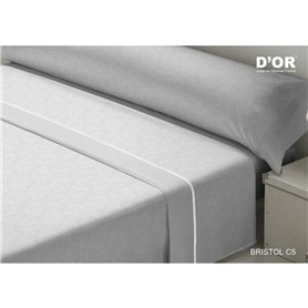 Jeu de draps D'Or BRISTOL Gris Lit ½ persones Franela