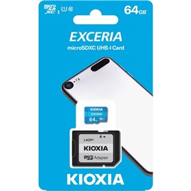 Carte Mémoire Micro SD avec Adaptateur Kioxia Exceria UHS-I Cours 10 Bleu 64 GB